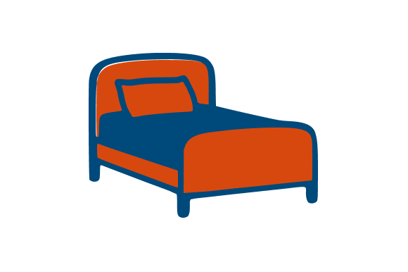 Bed Furniture Line Art Cartoon Flat Graphics