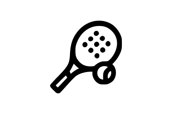 Black Outline Padel Racket and Ball Graphics