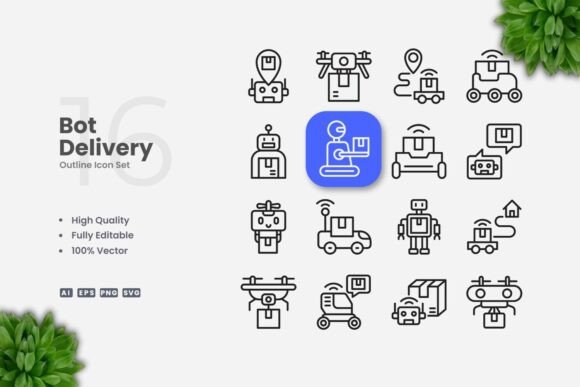 Bot Delivery Icons: Graphics for Digital Sellers