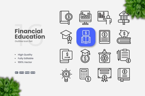 Financial Education Outline Icons