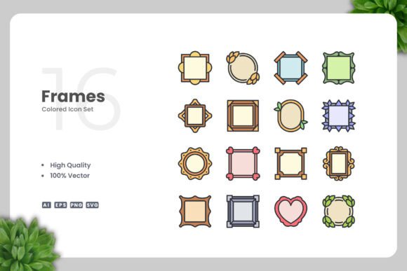 Frames Colored Icons: Graphics and Icons for Digital Sellers