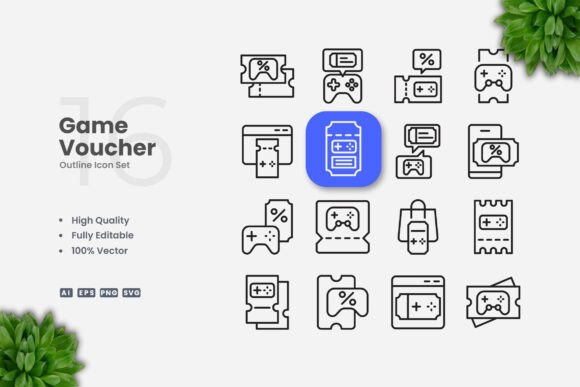 Game Voucher Outline Icons