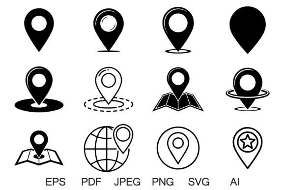 GPS Map Pin Icons Bundle for Crafts and Graphics