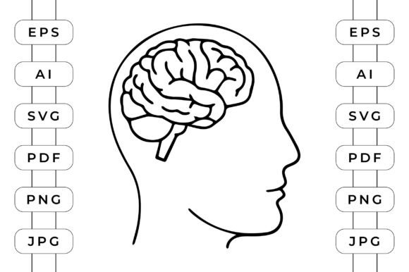 Human Brain Icon Side View – Graphics and Icons
