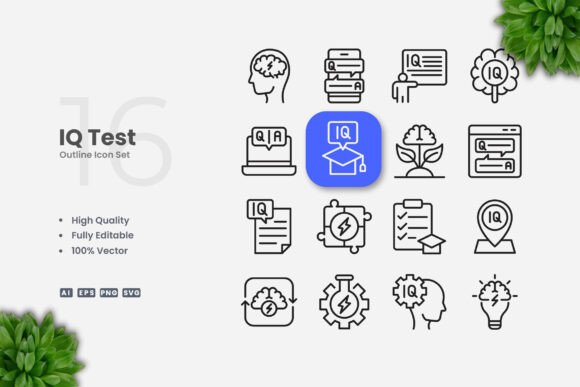 Iq Test Outline Icons Graphics