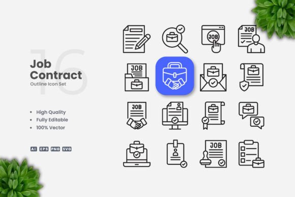 Job Contract Outline Icons: Graphics and Icons for Branding