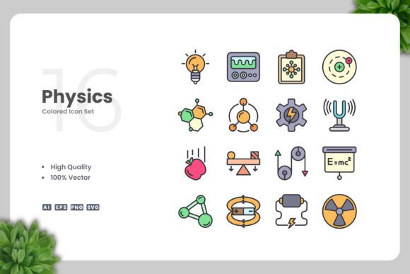 Physics Colored Icons: Graphics and Icons for Local Business