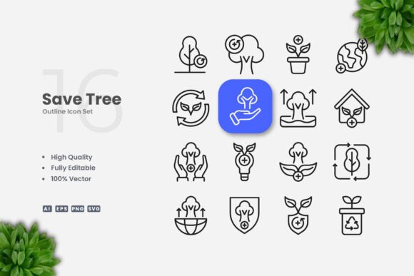 Save Tree Outline Icons Graphics