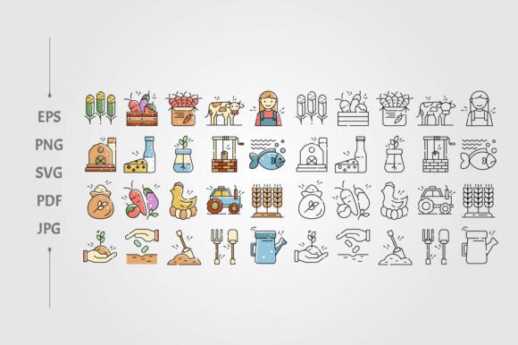 Set of Agriculture Displays Various Icon