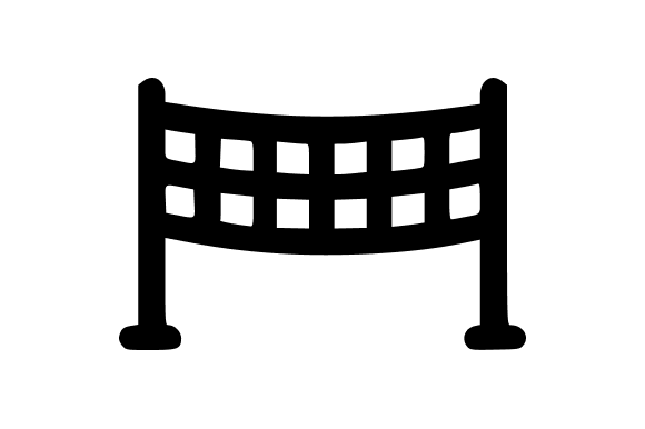 Simple Black Outline Tennis Net