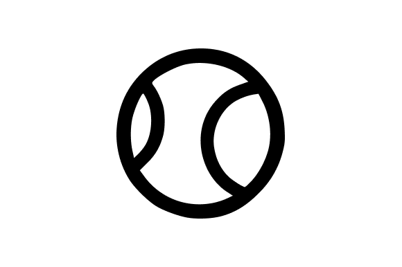 Single Tennis Ball Black Outline Graphics