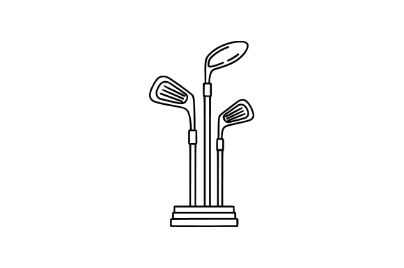 Sketch of Golf Clubs Line Art Graphics