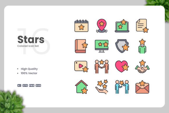 Stars Colored Icons for Graphics and Icons