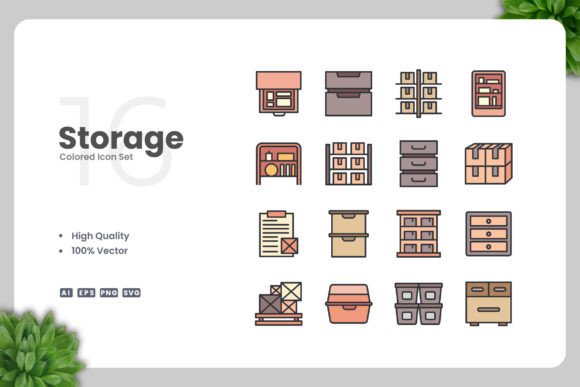Storage Colored Icons Graphics