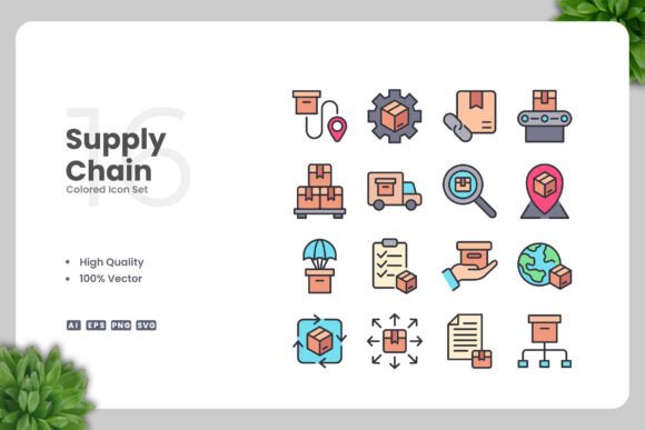 Supply Chain Colored Icons: Graphics and Icons for Real Projects