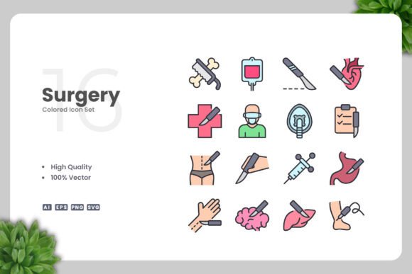 Surgery Colored Icons: Graphics and Icons for Local Business