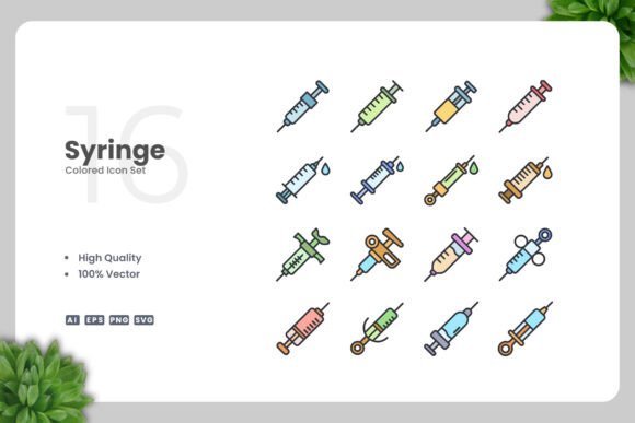 Syringe Colored Icons for Graphics and Icons