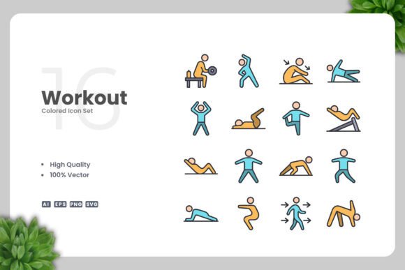 Workout Colored Icons: Graphics and Icons for Dynamic Design